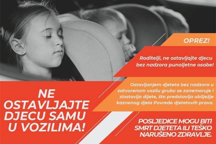 Upozoravamo na opasnosti od ostavljanja djece u vozilima